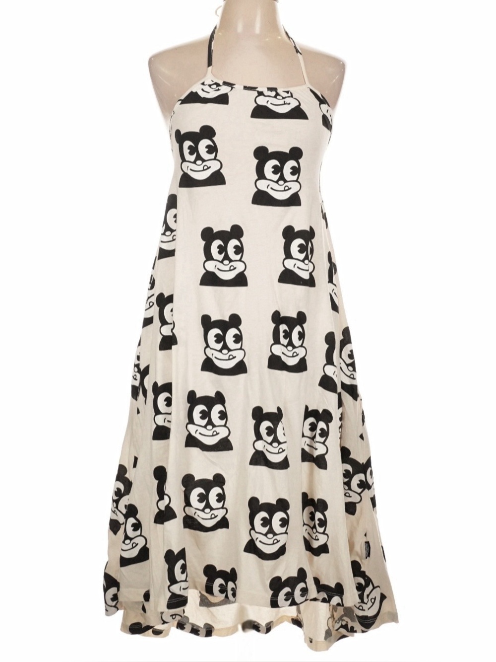 NUNUNU Curious Much Collar Dress 12-14Y NWT Natural Graphic Halter Maxi